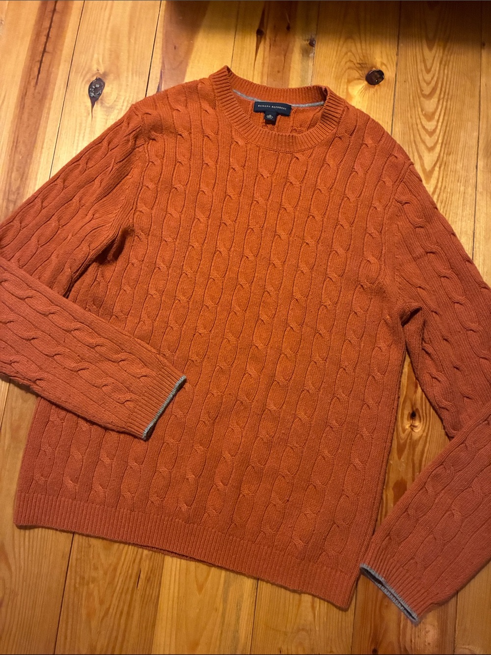 Banana Republic Men's Cable Crewneck Sweater - Burnt Orange